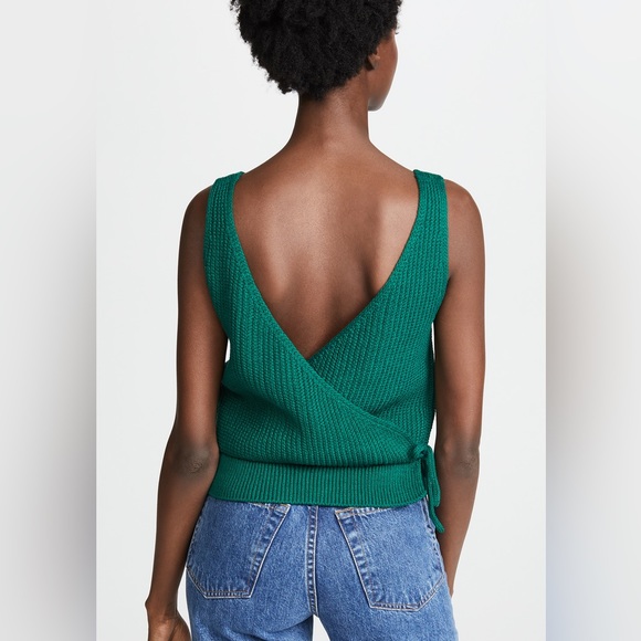 Vince Crossover V-Back Green Ribbed Tank Large NWT - Picture 2 of 14